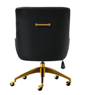 TOV Furniture Beatrix Velvet Office Swivel Chair - Luxurious Comfort with Gold Accents for Modern Workspaces Black TOV-H7234