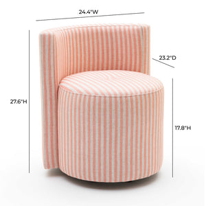 TOV Furniture Alyssa Striped Linen Rolling Desk Chair - Chic Comfort with Retro Design for Stylish Workspaces Pink TOV-H80001
