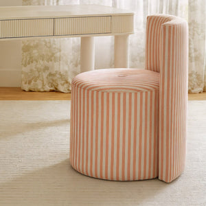 TOV Furniture Alyssa Striped Linen Rolling Desk Chair - Chic Comfort with Retro Design for Stylish Workspaces Pink TOV-H80001