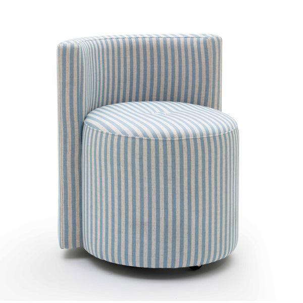 TOV Furniture Alyssa Striped Linen Rolling Desk Chair - Chic Comfort with Retro Design for Stylish Workspaces Blue TOV-H80002
