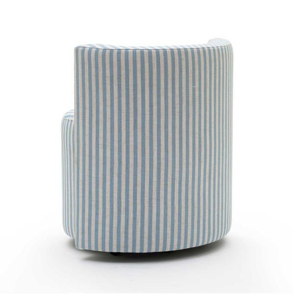 TOV Furniture Alyssa Striped Linen Rolling Desk Chair - Chic Comfort with Retro Design for Stylish Workspaces Blue TOV-H80002