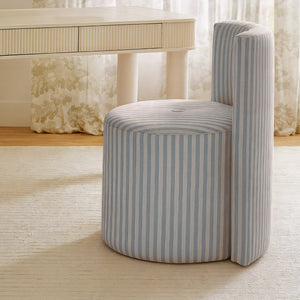 TOV Furniture Alyssa Striped Linen Rolling Desk Chair - Chic Comfort with Retro Design for Stylish Workspaces Blue TOV-H80002