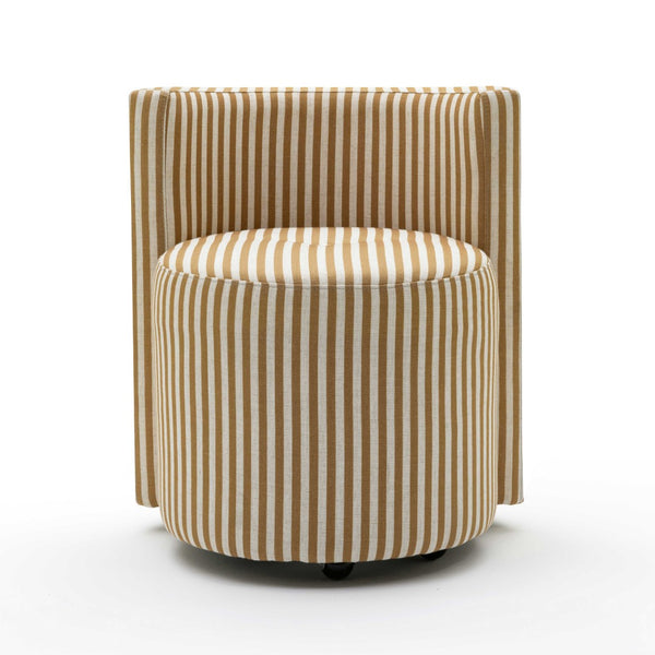 TOV Furniture Alyssa Striped Linen Rolling Desk Chair - Chic Comfort with Retro Design for Stylish Workspaces Mustard Yellow TOV-H80003