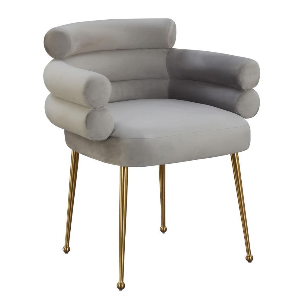 TOV Furniture Dente Grey Velvet Dining Chair – Elegant Modern Glamour with Brushed Gold Legs for Any Space TOV-IHD68507