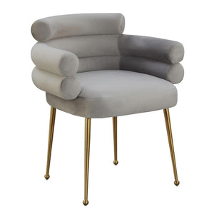 TOV Furniture Dente Grey Velvet Dining Chair – Elegant Modern Glamour with Brushed Gold Legs for Any Space TOV-IHD68507