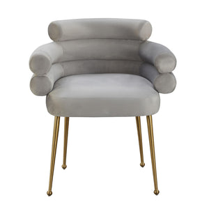 TOV Furniture Dente Grey Velvet Dining Chair – Elegant Modern Glamour with Brushed Gold Legs for Any Space TOV-IHD68507