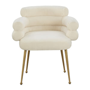TOV Furniture Dente Cream Faux Sheepskin Dining Chair - Luxe Comfort with Gold Legs for Chic Modern Interiors TOV-IHD68508