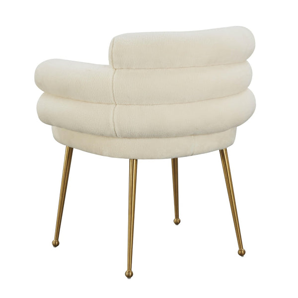 TOV Furniture Dente Cream Faux Sheepskin Dining Chair - Luxe Comfort with Gold Legs for Chic Modern Interiors TOV-IHD68508
