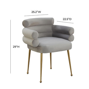 TOV Furniture Dente Cream Faux Sheepskin Dining Chair - Luxe Comfort with Gold Legs for Chic Modern Interiors TOV-IHD68508