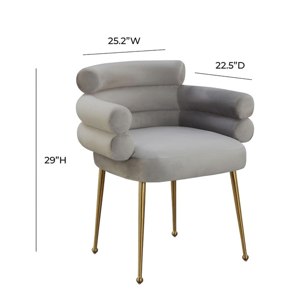 TOV Furniture Dente Cream Faux Sheepskin Dining Chair - Luxe Comfort with Gold Legs for Chic Modern Interiors TOV-IHD68508