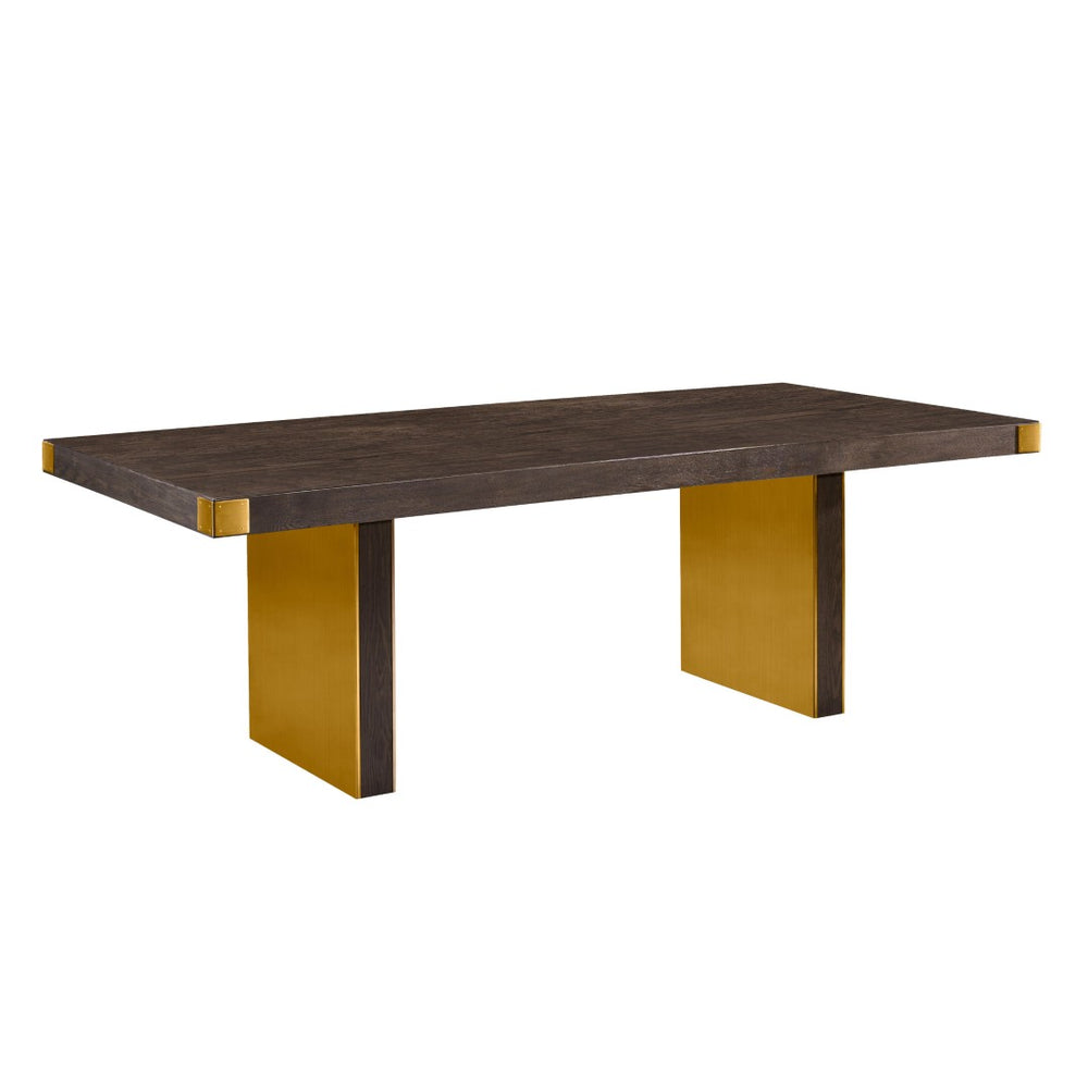 TOV Furniture Selena 90" Rectangular Dining Table with Luxe Brass Base - Modern Glamour for Elegant Dining Spaces Chocolate/Gold TOV-IHD68562