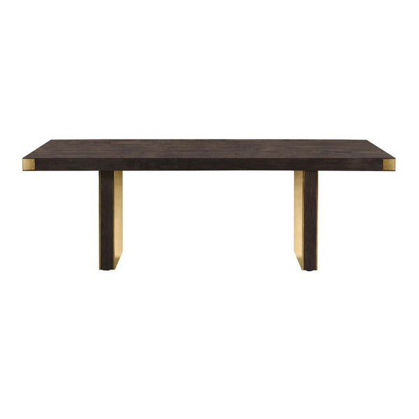 TOV Furniture Selena 90" Rectangular Dining Table with Luxe Brass Base - Modern Glamour for Elegant Dining Spaces Chocolate/Gold TOV-IHD68562