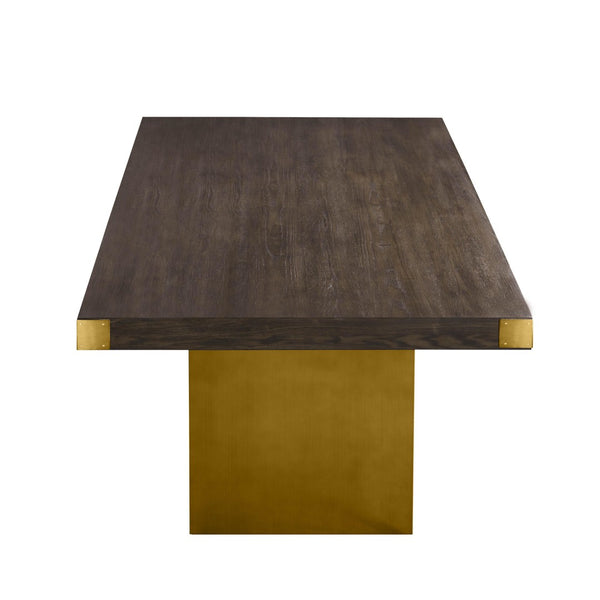 TOV Furniture Selena 90" Rectangular Dining Table with Luxe Brass Base - Modern Glamour for Elegant Dining Spaces Chocolate/Gold TOV-IHD68562