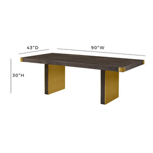 TOV Furniture Selena 90" Rectangular Dining Table with Luxe Brass Base - Modern Glamour for Elegant Dining Spaces Chocolate/Gold TOV-IHD68562