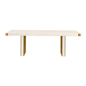 TOV Furniture Selena 90" Rectangular Dining Table with Luxe Brass Base - Modern Glamour for Elegant Dining Spaces Cream/Gold TOV-IHD68563