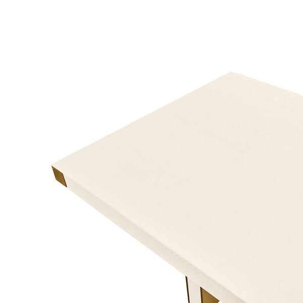 TOV Furniture Selena 90" Rectangular Dining Table with Luxe Brass Base - Modern Glamour for Elegant Dining Spaces Cream/Gold TOV-IHD68563