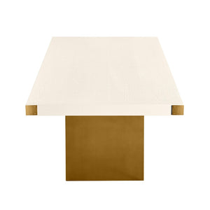 TOV Furniture Selena 90" Rectangular Dining Table with Luxe Brass Base - Modern Glamour for Elegant Dining Spaces Cream/Gold TOV-IHD68563