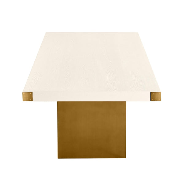 TOV Furniture Selena 90" Rectangular Dining Table with Luxe Brass Base - Modern Glamour for Elegant Dining Spaces Cream/Gold TOV-IHD68563