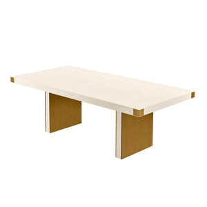 TOV Furniture Selena 90" Rectangular Dining Table with Luxe Brass Base - Modern Glamour for Elegant Dining Spaces Cream/Gold TOV-IHD68563