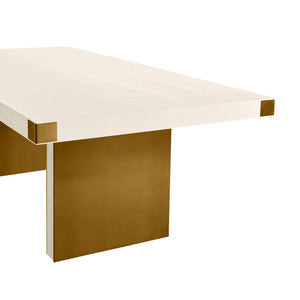 TOV Furniture Selena 90" Rectangular Dining Table with Luxe Brass Base - Modern Glamour for Elegant Dining Spaces Cream/Gold TOV-IHD68563