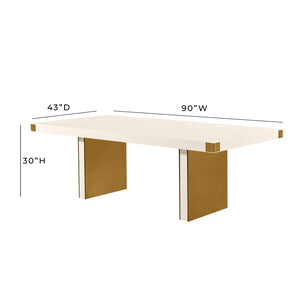 TOV Furniture Selena 90" Rectangular Dining Table with Luxe Brass Base - Modern Glamour for Elegant Dining Spaces Cream/Gold TOV-IHD68563