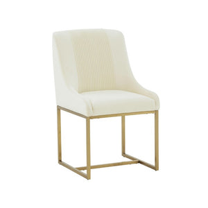 Lisa Pleated Velvet Dining Chair - Luxurious Handmade Design with Brass Accents for Elegant Dining Spaces