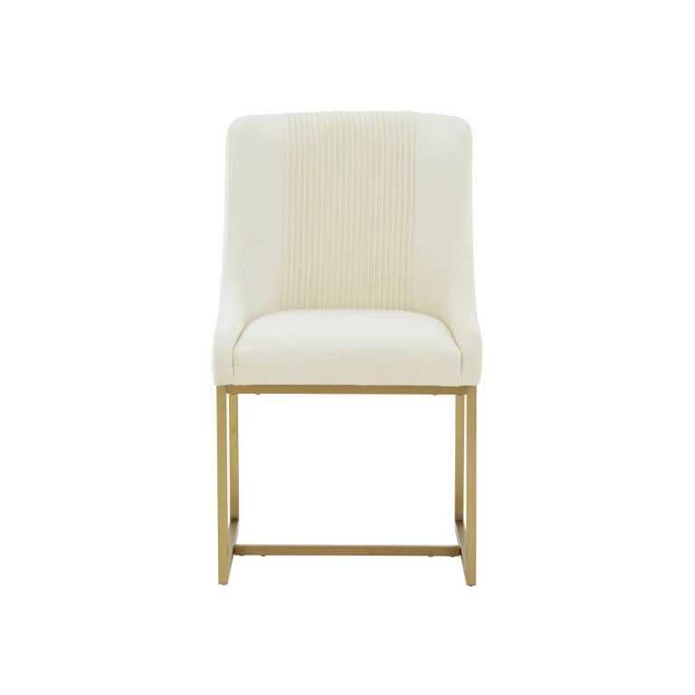 Lisa Pleated Velvet Dining Chair - Luxurious Handmade Design with Brass Accents for Elegant Dining Spaces