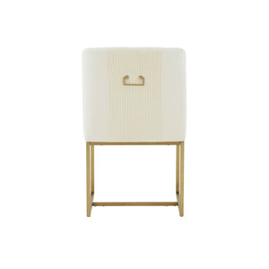 TOV Furniture Lisa Pleated Velvet Dining Chair – Glamorous Comfort with Brass Accents for Luxe Dining Spaces Cream TOV-IHD68646