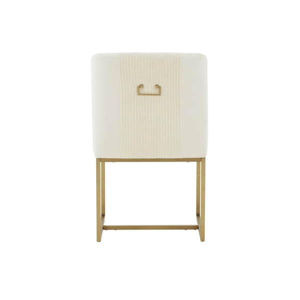 TOV Furniture Lisa Pleated Velvet Dining Chair – Glamorous Comfort with Brass Accents for Luxe Dining Spaces Cream TOV-IHD68646