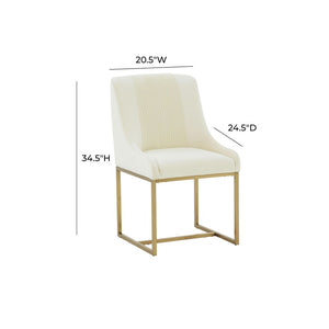 TOV Furniture Lisa Pleated Velvet Dining Chair – Glamorous Comfort with Brass Accents for Luxe Dining Spaces Cream TOV-IHD68646
