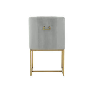 TOV Furniture Lisa Pleated Velvet Dining Chair – Glamorous Comfort with Brass Accents for Luxe Dining Spaces Grey TOV-IHD68647