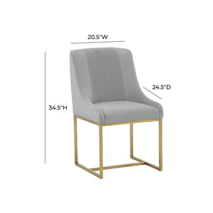 TOV Furniture Lisa Pleated Velvet Dining Chair – Glamorous Comfort with Brass Accents for Luxe Dining Spaces Grey TOV-IHD68647