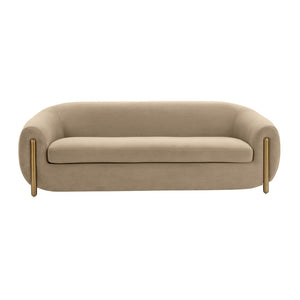 TOV Furniture Lina 93" Sofa - Luxurious Cream Chenille with Brass Accents for Modern Living Room Elegance Cafe Au Lait TOV-IHL68673