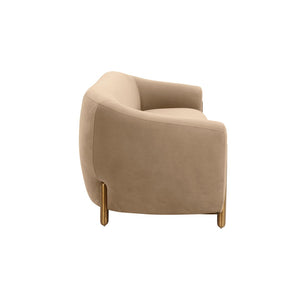 TOV Furniture Lina 93" Sofa - Luxurious Cream Chenille with Brass Accents for Modern Living Room Elegance Cafe Au Lait TOV-IHL68673