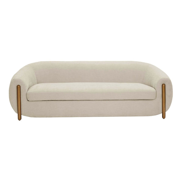 TOV Furniture Lina 93" Sofa - Luxurious Cream Chenille with Brass Accents for Modern Living Room Elegance Grey TOV-IHL68674