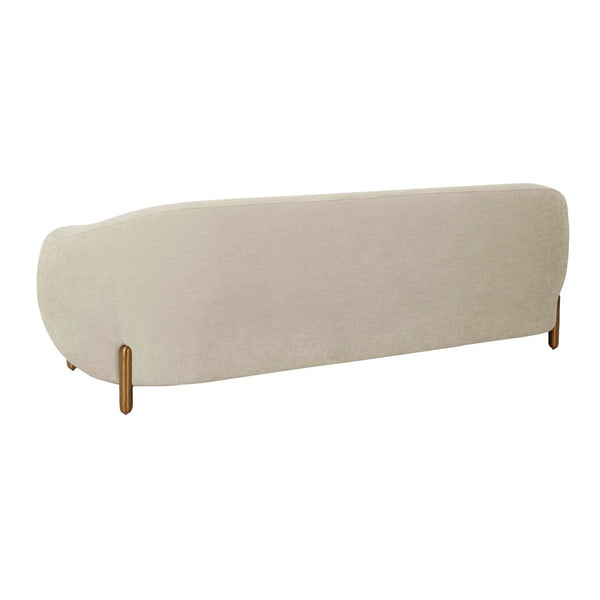 TOV Furniture Lina 93" Sofa - Luxurious Cream Chenille with Brass Accents for Modern Living Room Elegance Grey TOV-IHL68674
