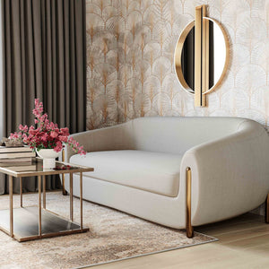 TOV Furniture Lina 93" Sofa - Luxurious Cream Chenille with Brass Accents for Modern Living Room Elegance Grey TOV-IHL68674