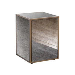 TOV Furniture Lana Antique Smoky Mirrored Side Table - Elegant Brass-Trimmed Accent for Modern or Transitional Spaces TOV-IHOC44204