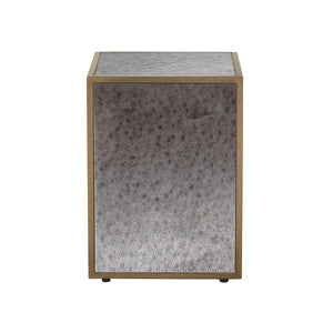 TOV Furniture Lana Antique Smoky Mirrored Side Table - Elegant Brass-Trimmed Accent for Modern or Transitional Spaces TOV-IHOC44204