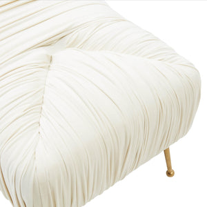 TOV Furniture Jessica 47" Cream Velvet Bench - Elegant Pleated Design with Gold Legs for Stylish Living Spaces TOV-IHOC68201