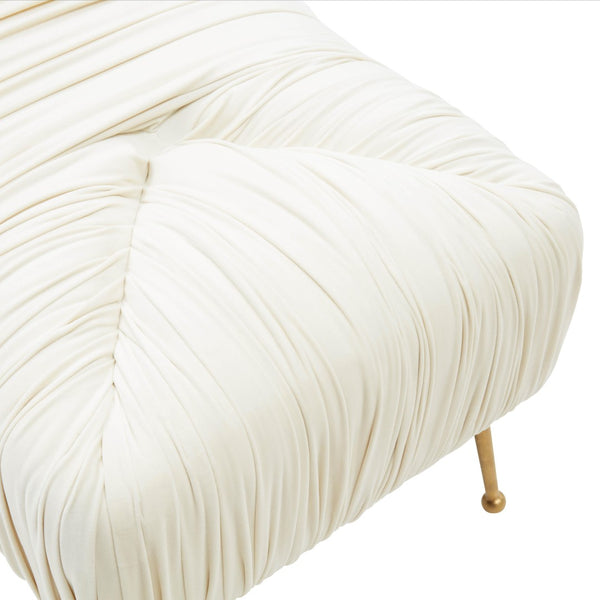 TOV Furniture Jessica 47" Cream Velvet Bench - Elegant Pleated Design with Gold Legs for Stylish Living Spaces TOV-IHOC68201