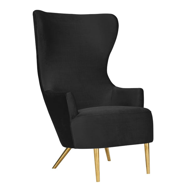 TOV Furniture Julia Velvet Wingback Chair - Sculptural Elegance Meets Comfort with Gold Accents for Your Space Black TOV-IHS44150