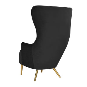 TOV Furniture Julia Velvet Wingback Chair - Sculptural Elegance Meets Comfort with Gold Accents for Your Space Black TOV-IHS44150