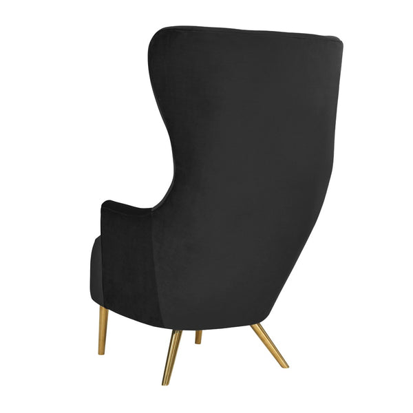 TOV Furniture Julia Velvet Wingback Chair - Sculptural Elegance Meets Comfort with Gold Accents for Your Space Black TOV-IHS44150