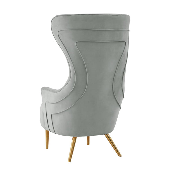 TOV Furniture Jezebel Velvet Wingback Chair - Elegant High Back Design with Button Tufting for Timeless Comfort Grey TOV-IHS68207