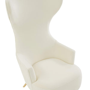 TOV Furniture Julia Velvet Wingback Accent Chair - Modern Glamour, Channel Tufted Back & Brushed Gold Legs Cream TOV-IHS68509