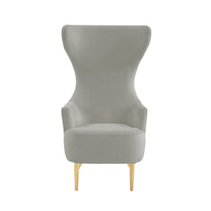 TOV Furniture Julia Velvet Wingback Accent Chair - Modern Glamour, Channel Tufted Back & Brushed Gold Legs Grey TOV-IHS68510