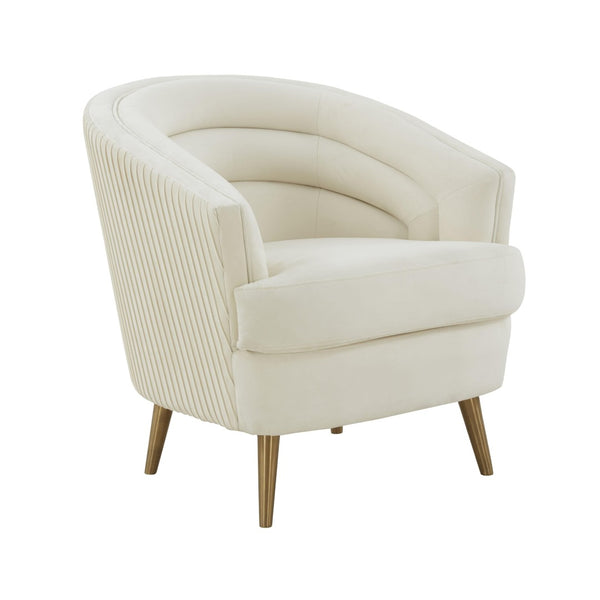 TOV Furniture Jules Velvet Accent Chair - Luxurious Upholstered Seat with Pleated Back & Brass-Finish Legs for Glamour TOV-IHS68540