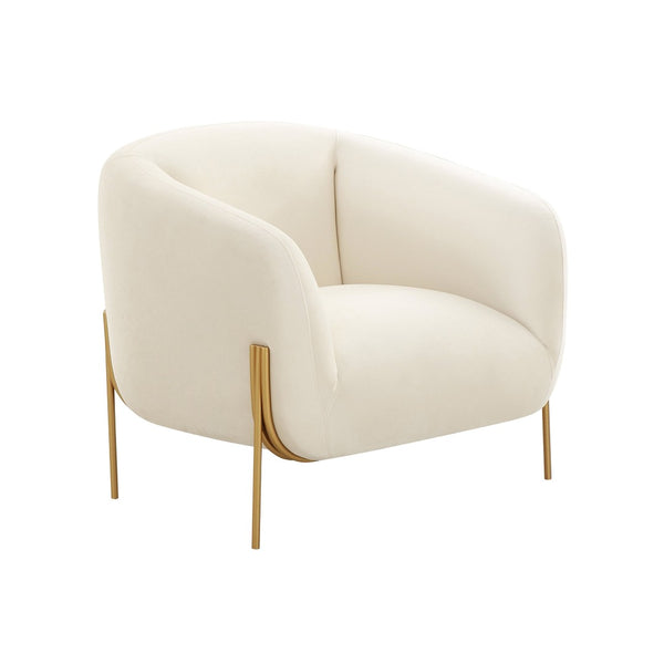 TOV Furniture Kandra Upholstered Accent Chair – Chic Modern Glamour with Plush Comfort and Elegant Gold Legs Cream TOV-IHS68627