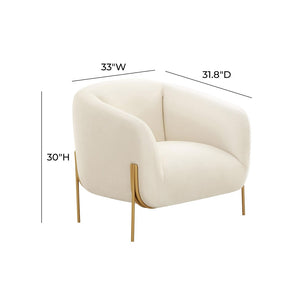 TOV Furniture Kandra Upholstered Accent Chair – Chic Modern Glamour with Plush Comfort and Elegant Gold Legs Cream TOV-IHS68627